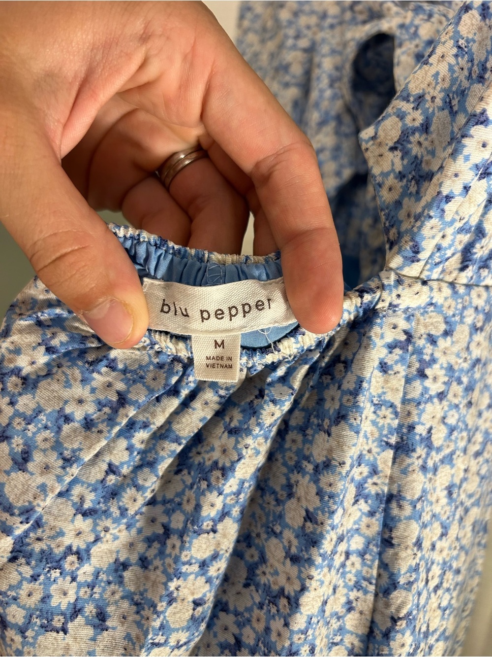 Blu Pepper Blue and White Floral Puff-Sleeve Maxi Dress | Size M - Picture 2 of 4